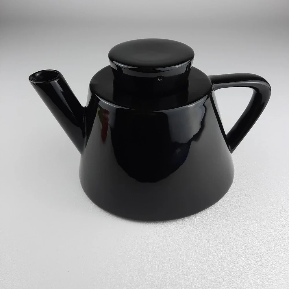 IKEA of Sweden Black Varme Teapot w/ Lid #12289 Modernist Design Black RARE EUC